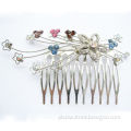 Fancy diamante crystal clear rhinestone hair comb for bridal HF80004